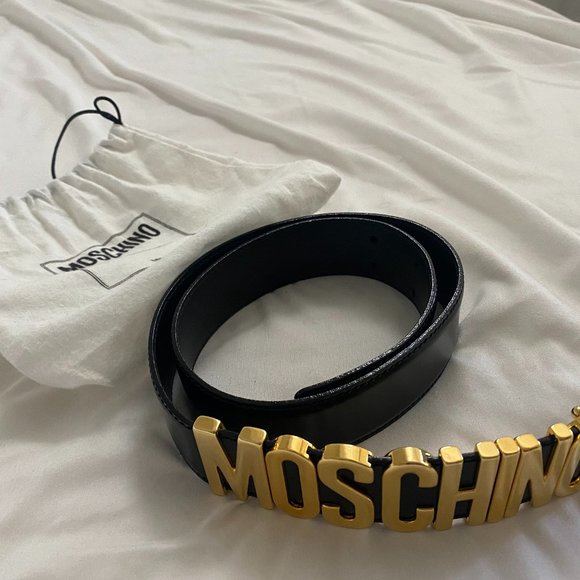 Moschino Logo Buckle Leather Belt - Picture 1 of 5